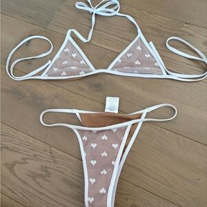 Adika Size Small White Heart Mesh Bikini